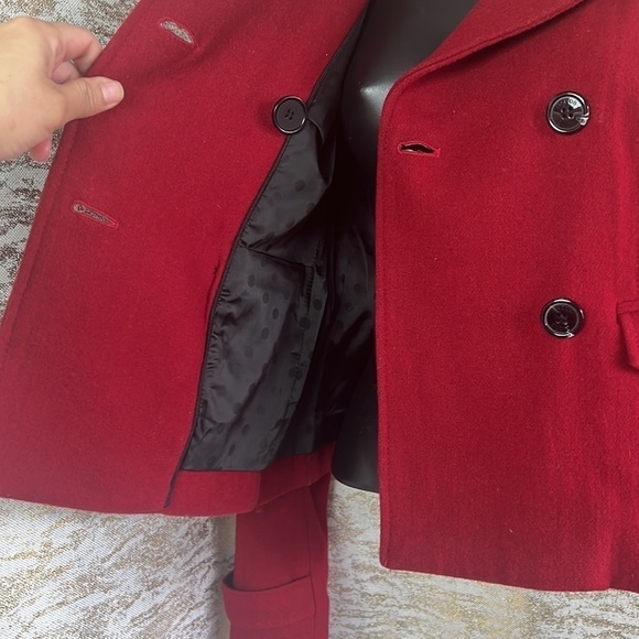 Jacob Women’s Red Stylish Wool Waist Blazer Pea Coat Size XS - Picture 7 of 13